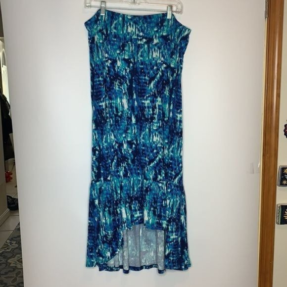 Blue Knit Skirt Stretch XL PLUS SIZE - Picture 1 of 4
